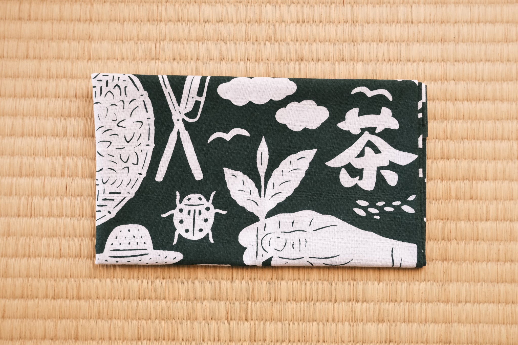 お茶手拭い(紺色カラー)